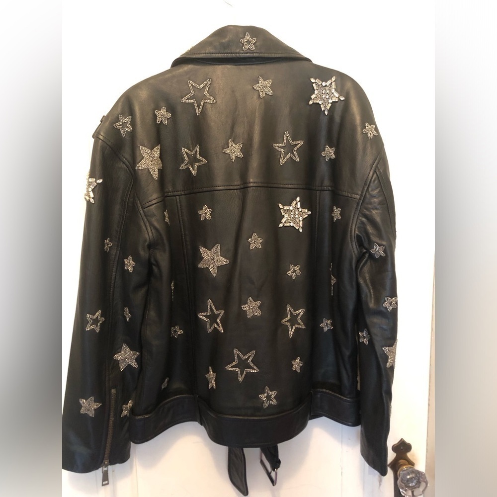 NWT Free People One Teaspoon Black Leather Hand-Embellished Moto Jacket … - Picture 2 of 6